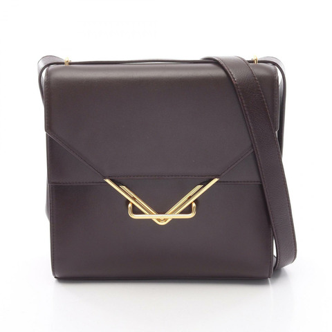 BOTTEGA VENETA The clip Shoulder Bag 652391 leather Bordeaux Used Women BV