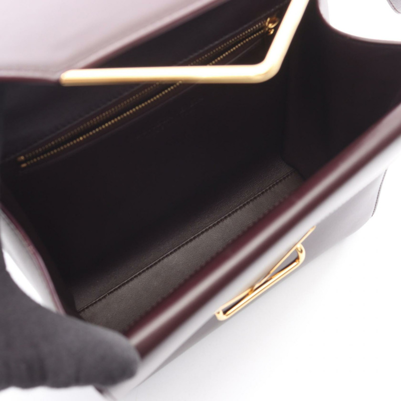 BOTTEGA VENETA The clip Shoulder Bag 652391 leather Bordeaux Used Women BV-2