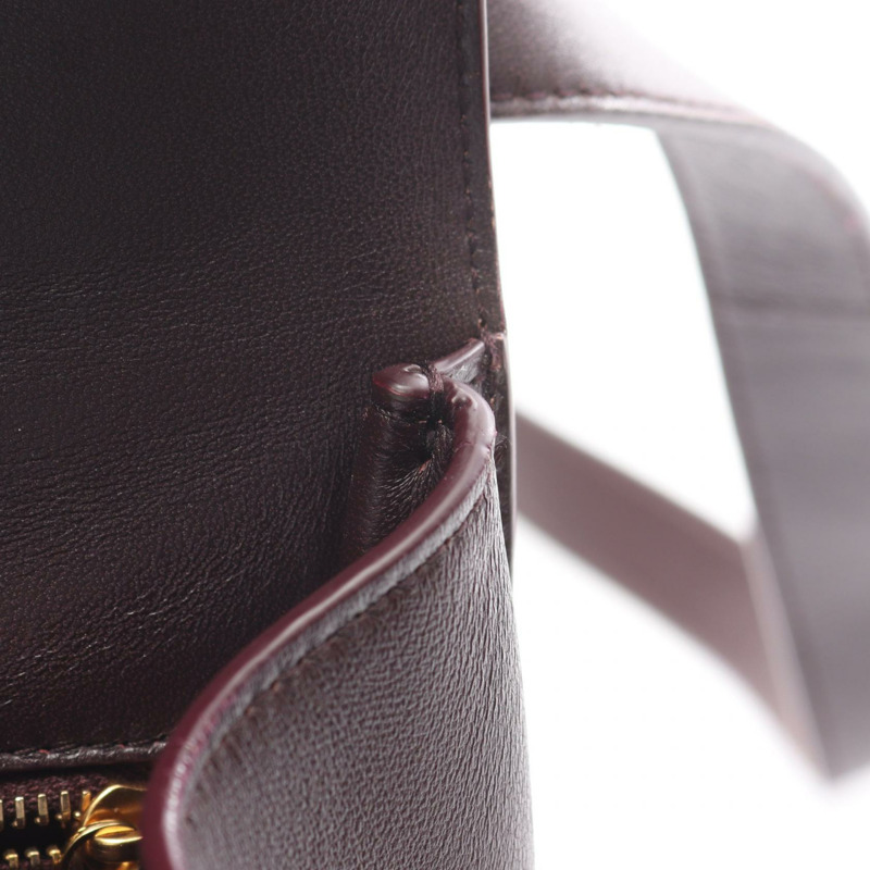 BOTTEGA VENETA The clip Shoulder Bag 652391 leather Bordeaux Used Women BV-7