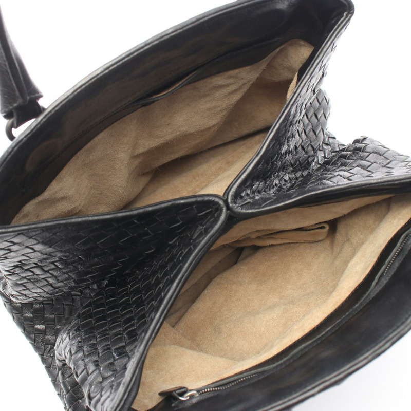 BOTTEGA VENETA Intrecciato 編織手提包 222271 黑色皮革 二手 女士 BV-2