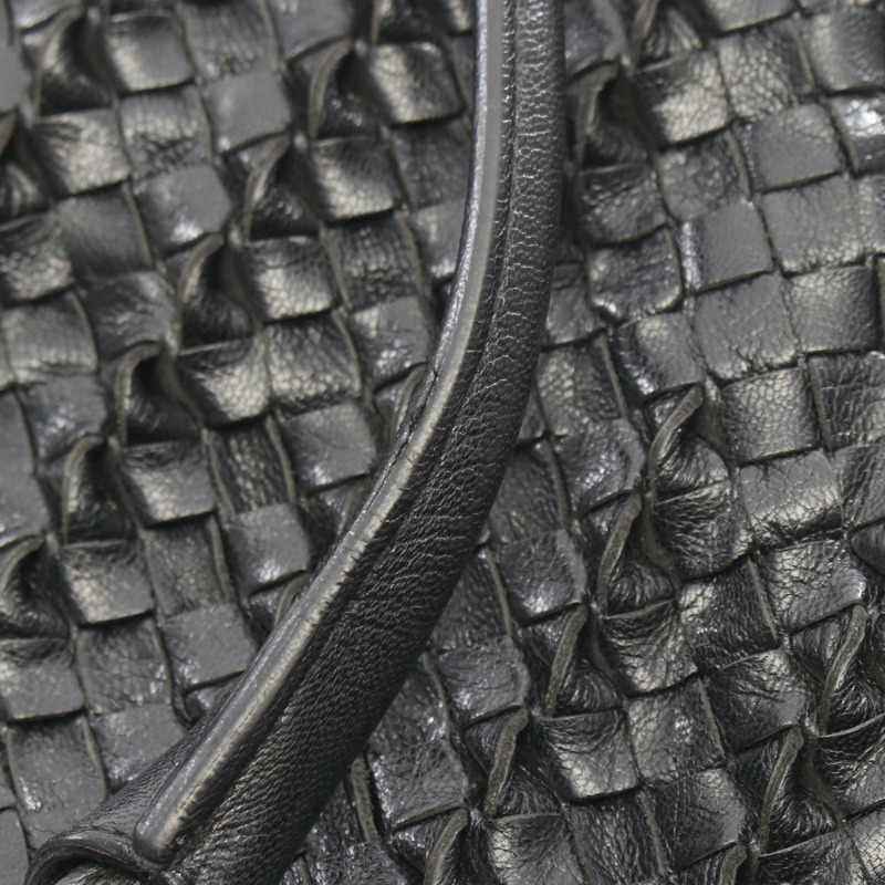 BOTTEGA VENETA Intrecciato 編織手提包 222271 黑色皮革 二手 女士 BV-5