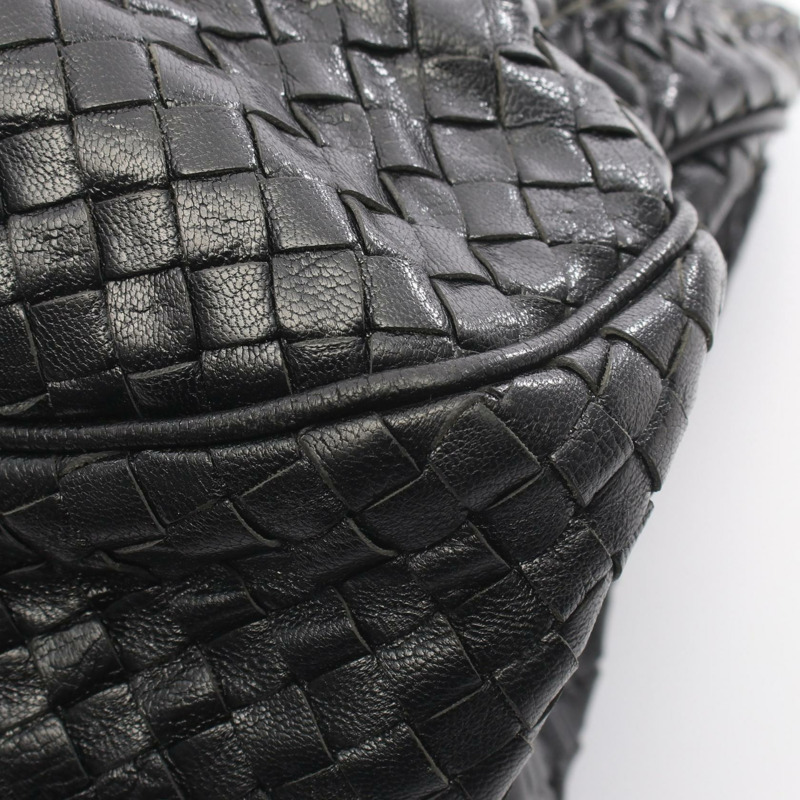BOTTEGA VENETA Intrecciato 編織手提包 222271 黑色皮革 二手 女士 BV-6