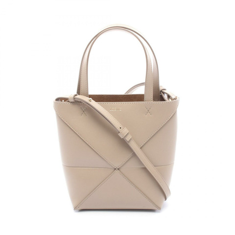 LOEWE Puzzlefold Mini 單肩斜背包 A657V25X01 皮革 米色 二手
