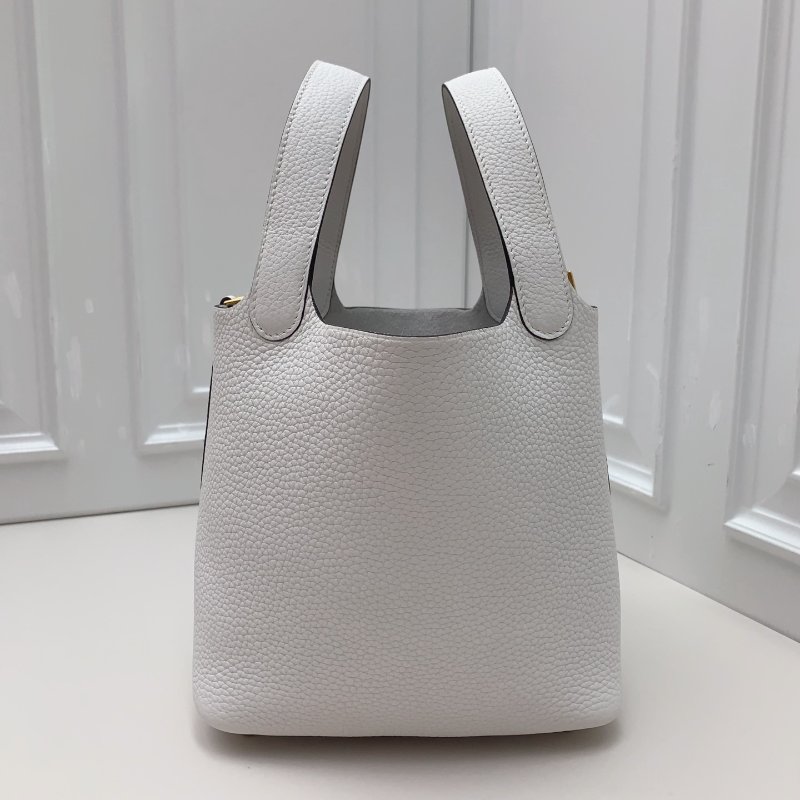 全新品 Hermes愛馬仕菜籃子18白色金扣 手提包-2