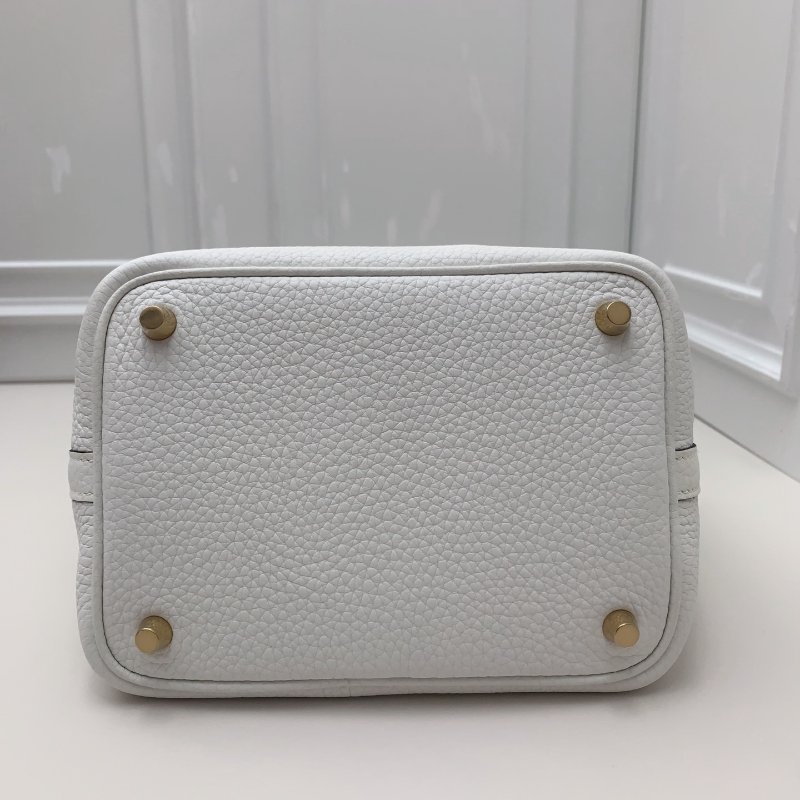 全新品 Hermes愛馬仕菜籃子18白色金扣 手提包-4