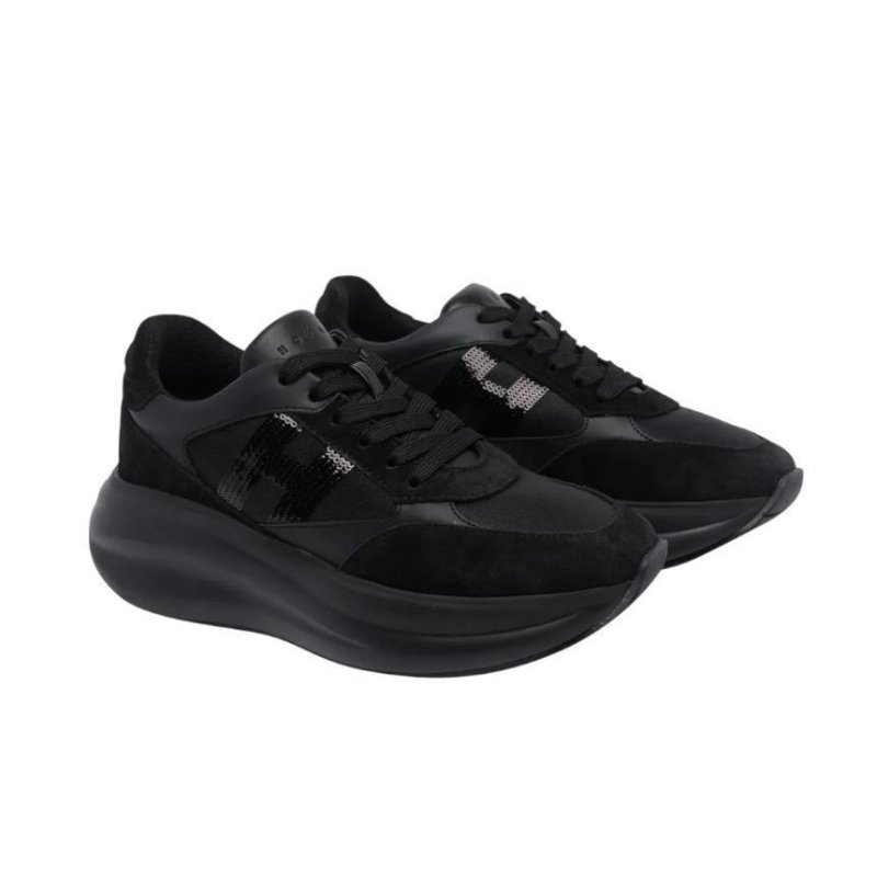 Hogan 女款 Maxi I Active 厚底運動鞋 黑色配亮片H/底高6.5公分 IT36/36.5/37/37.5/38/38.5/39-3