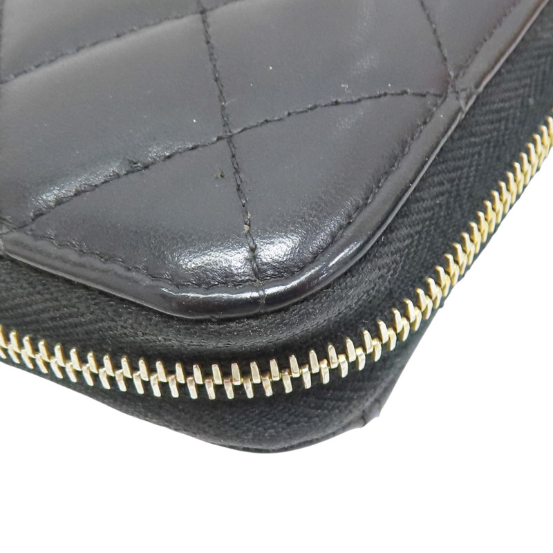 黑色 羊皮 拉鍊長夾 金扣【CHANEL 香奈兒】 AP0242-12