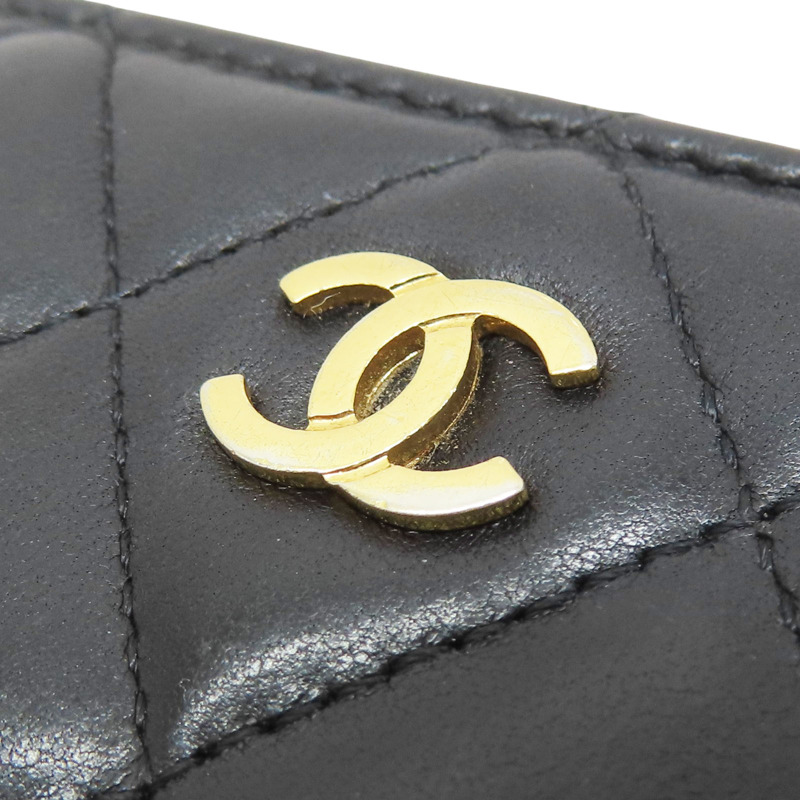 黑色 羊皮 拉鍊長夾 金扣【CHANEL 香奈兒】 AP0242-13