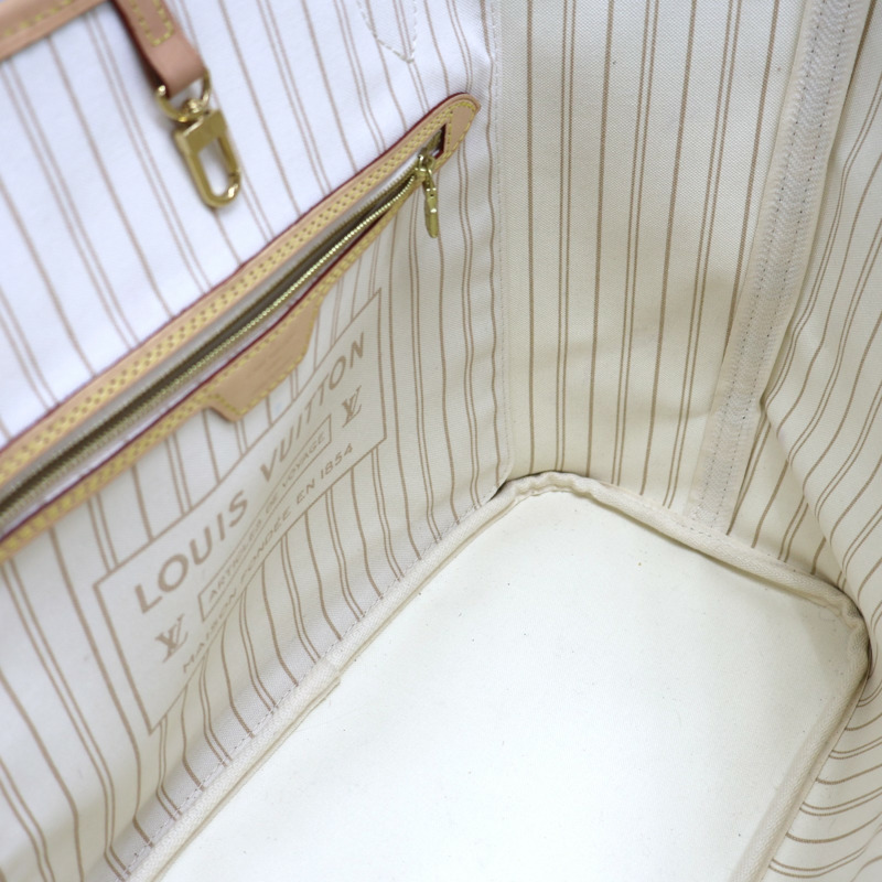 白色 棋盤格帆布 Neverfull MM 肩背包 N40604【LOUIS VUITTON LV 路易威登】 N40604-5