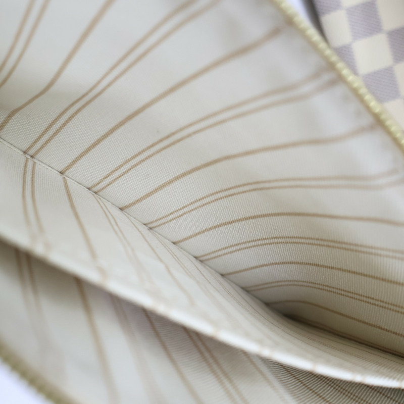 白色 棋盤格帆布 Neverfull MM 肩背包 N40604【LOUIS VUITTON LV 路易威登】 N40604-8