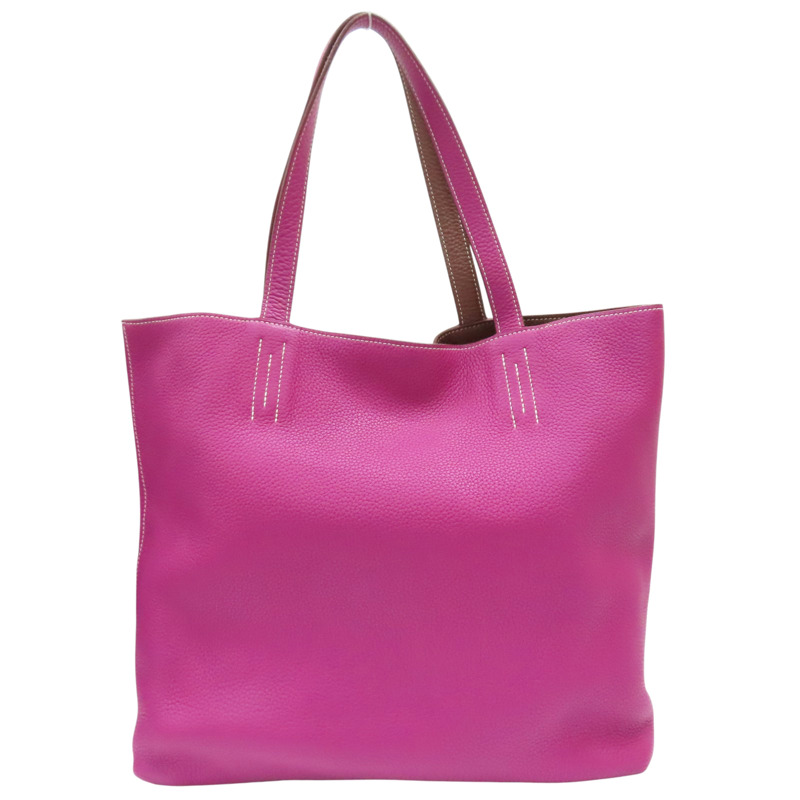 桃紫色 栗子色 Taurillon牛皮 Double Sens 36 雙面 托特包 口JO刻【HERMES 愛馬仕】-1