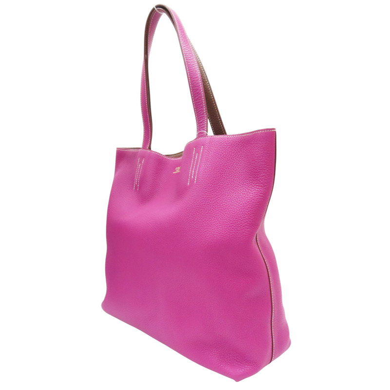 桃紫色 栗子色 Taurillon牛皮 Double Sens 36 雙面 托特包 口JO刻【HERMES 愛馬仕】-2