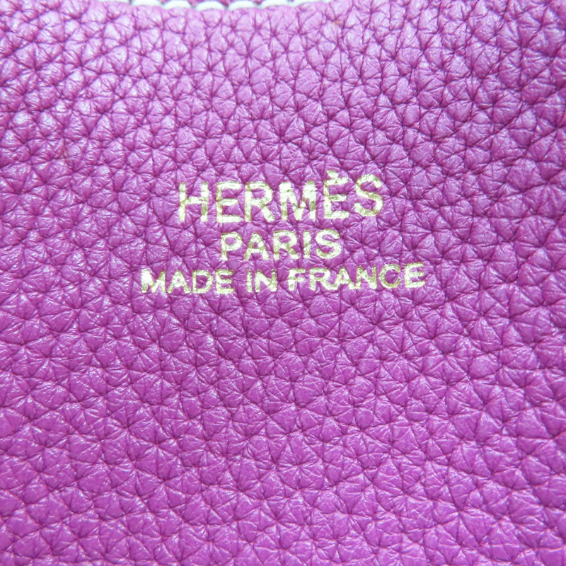 桃紫色 栗子色 Taurillon牛皮 Double Sens 36 雙面 托特包 口JO刻【HERMES 愛馬仕】-5