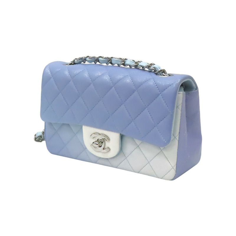 幻彩藍 羊皮 CoCo 20 鍊帶肩背包 銀扣【CHANEL 香奈兒】 A69900-2