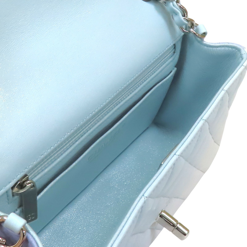 幻彩藍 羊皮 CoCo 20 鍊帶肩背包 銀扣【CHANEL 香奈兒】 A69900-4