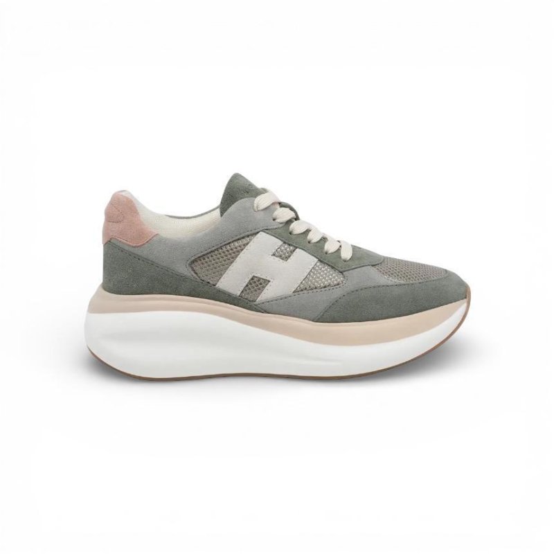 Hogan 女款 Maxi I Active厚底運動鞋 綠米色 /底高6.5公分 IT36/37/37.5/38/38.5/39-4