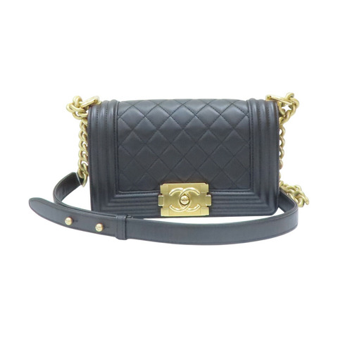 黑色 菱格紋 羊革 Boy 20 鏈帶 肩背包【CHANEL 香奈兒】 A67085