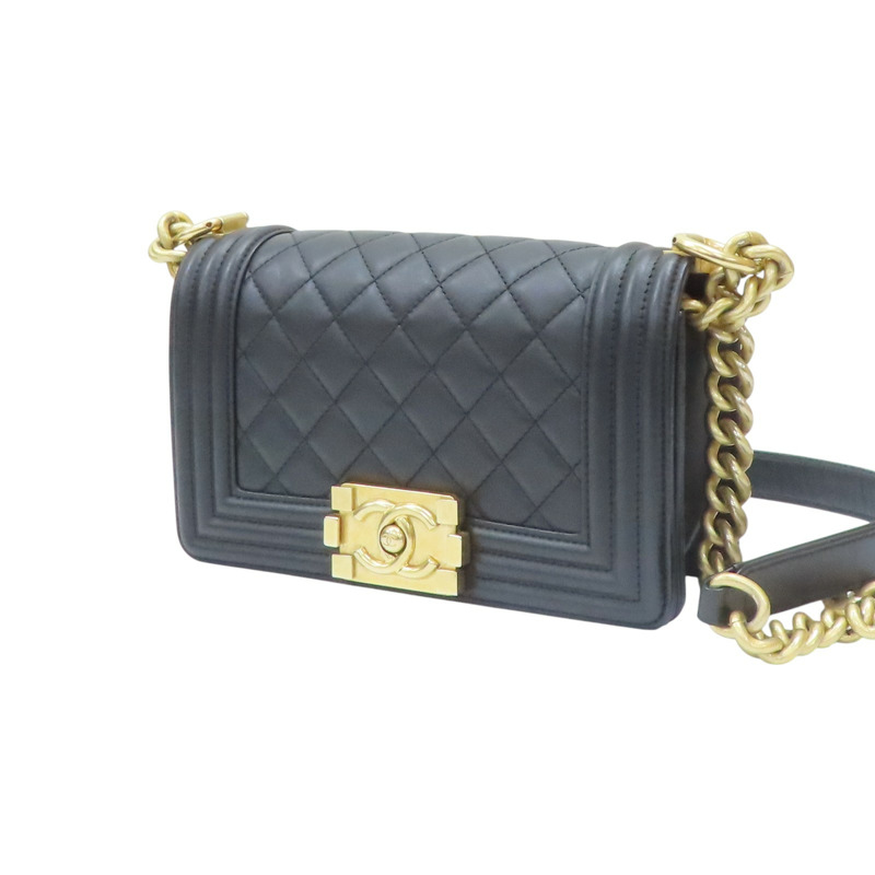 黑色 菱格紋 羊革 Boy 20 鏈帶 肩背包【CHANEL 香奈兒】 A67085-2