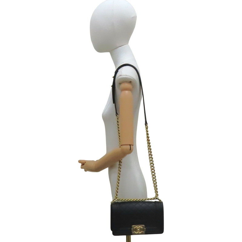 黑色 菱格紋 羊革 Boy 20 鏈帶 肩背包【CHANEL 香奈兒】 A67085-9