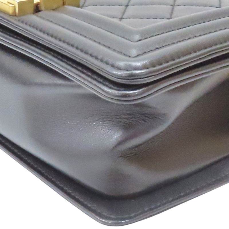 黑色 菱格紋 羊革 Boy 20 鏈帶 肩背包【CHANEL 香奈兒】 A67085-11