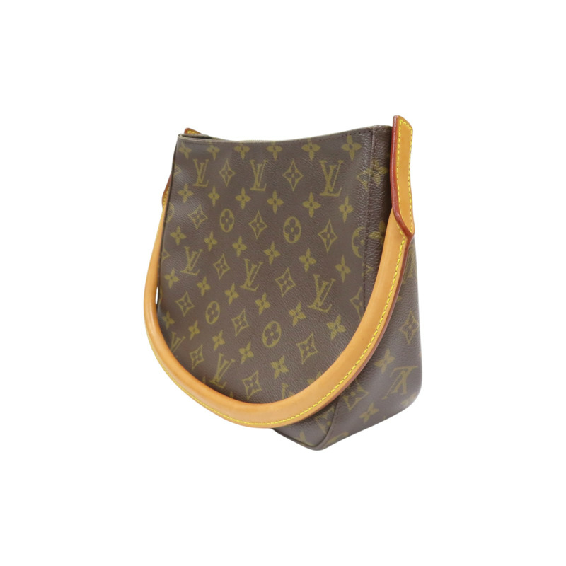 棕色 原花帆布 Looping MM 肩背包【LOUIS VUITTON LV 路易威登】 M51146-1