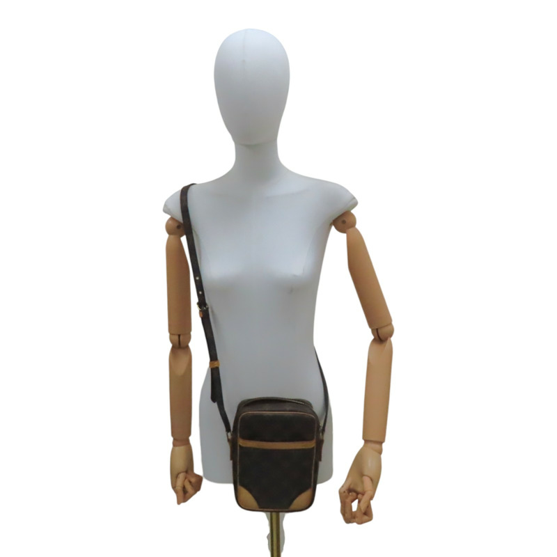 棕色 原花帆布 Danube 肩背包【LOUIS VUITTON LV 路易威登】 M45266-7