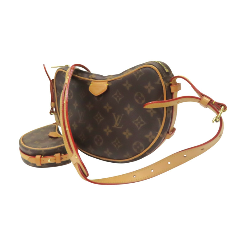 棕色 原花帆布 Croissant MM 肩背包【LOUIS VUITTON LV 路易威登】 M46828-2