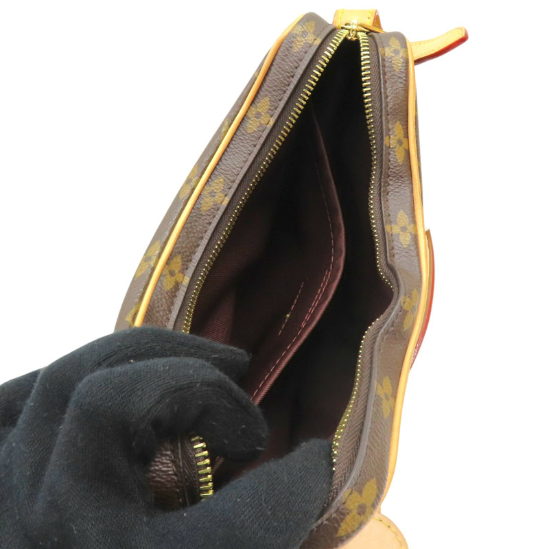 棕色 原花帆布 Croissant MM 肩背包【LOUIS VUITTON LV 路易威登】 M46828-5