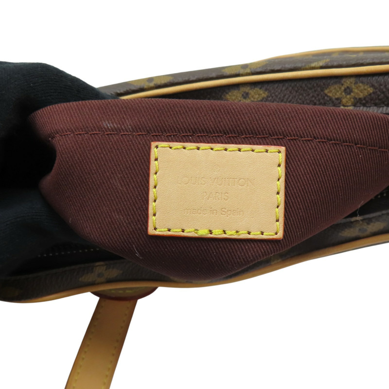 棕色 原花帆布 Croissant MM 肩背包【LOUIS VUITTON LV 路易威登】 M46828-9