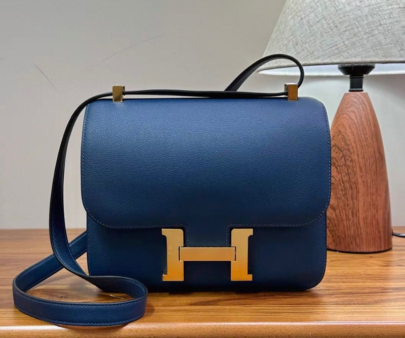 HERMES/愛馬仕鴨子藍金扣constance 康康24-0