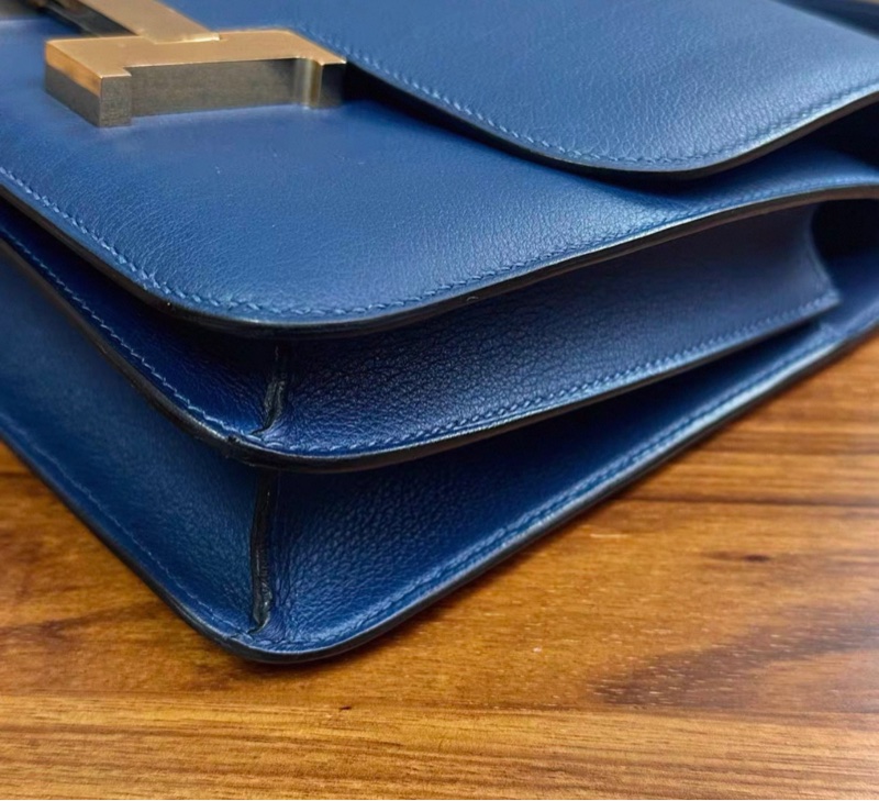 HERMES/愛馬仕鴨子藍金扣constance 康康24-6