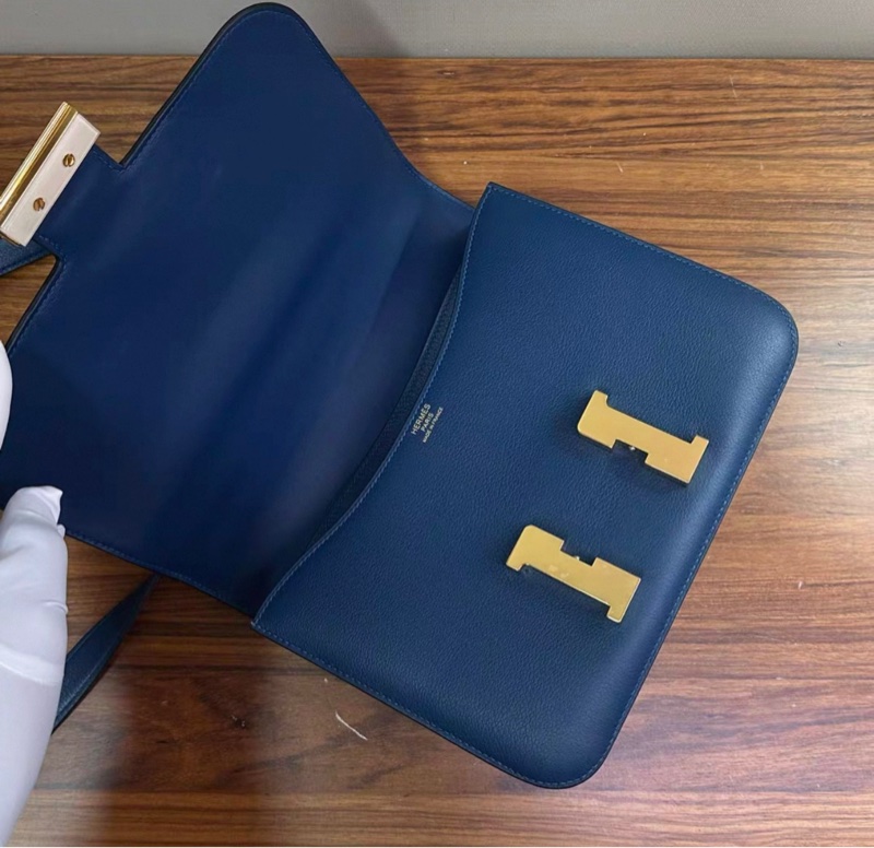 HERMES/愛馬仕鴨子藍金扣constance 康康24-17