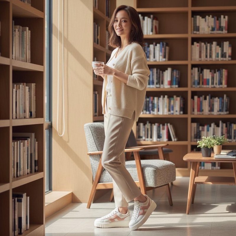 Hogan 女款 H-Stripes 光滑皮革6公分厚底餅乾運動鞋 白色配粉色H EU35/36/36.5/37/37.5/38/39-2