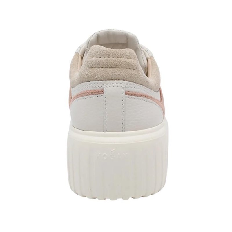 Hogan 女款 H-Stripes 光滑皮革6公分厚底餅乾運動鞋 白色配粉色H EU35/36/36.5/37/37.5/38/39-6