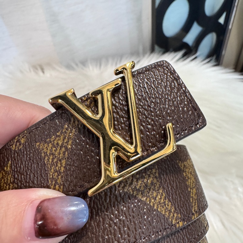 LV Iconic 雙色老花雙面皮帶 32腰80CM 近全新-1
