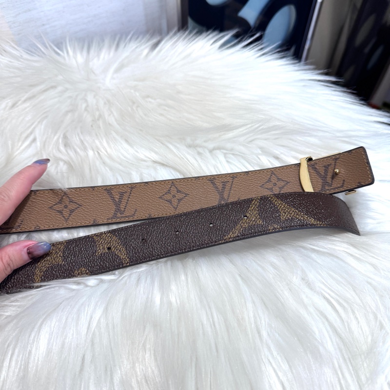 LV Iconic 雙色老花雙面皮帶 32腰80CM 近全新-2