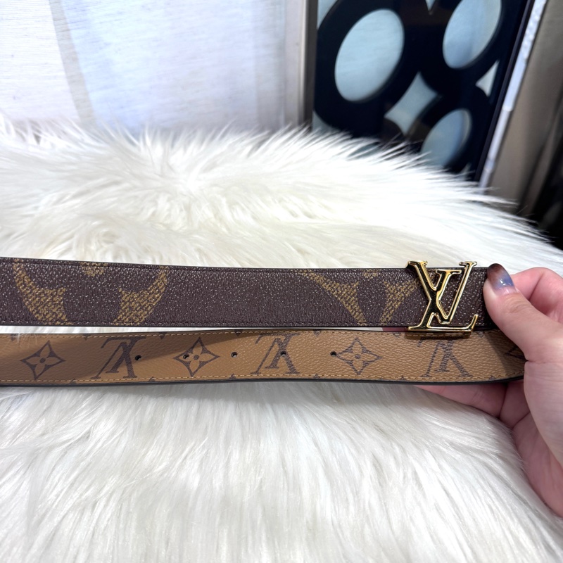 LV Iconic 雙色老花雙面皮帶 32腰80CM 近全新-4