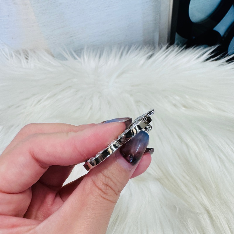 Chanel 銀色星星水鑽胸針 近全新-5