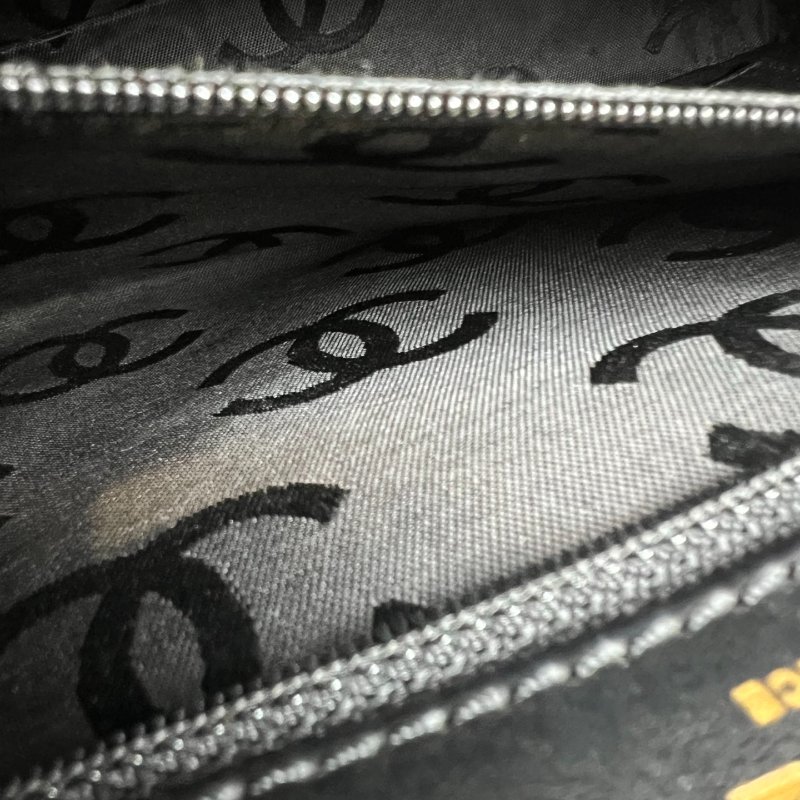 CHANEL 粗縫線CF25牛皮黑 11開-7