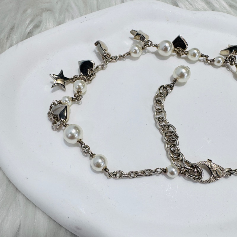 Chanel 淡金水鑽珍珠項鍊 近全新-4