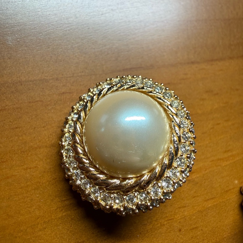 Dior Vintage水鑽珍珠耳環耳夾 大款-1