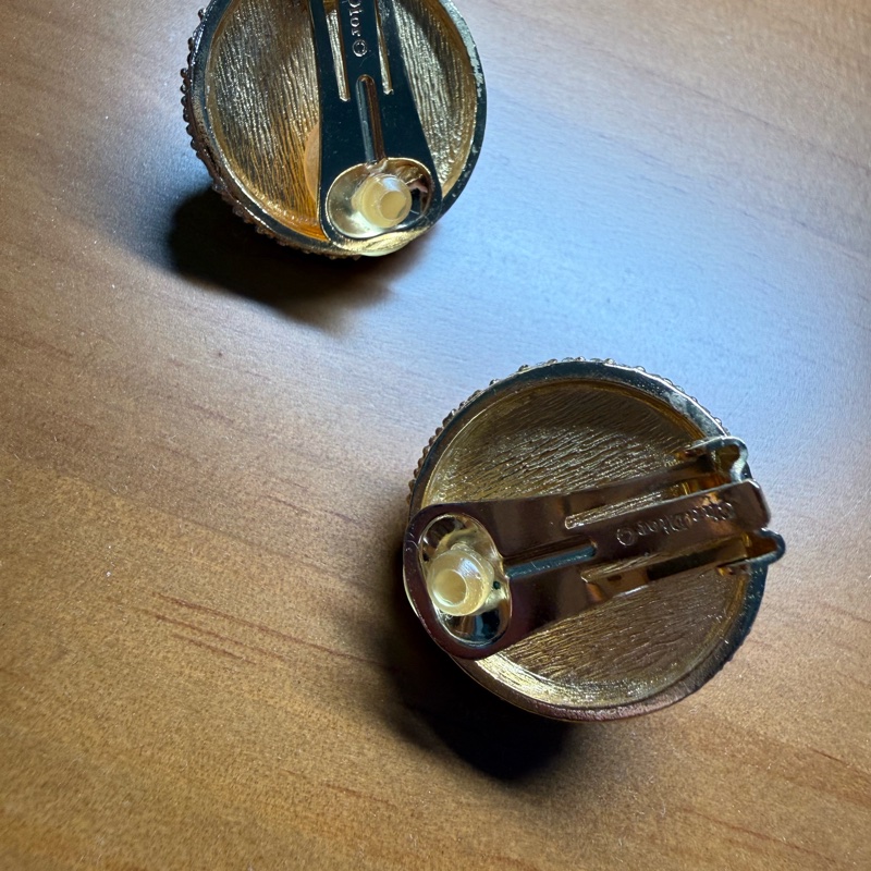 Dior Vintage水鑽珍珠耳環耳夾 大款-4