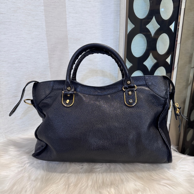 Balenciaga Classic City 黑金牛皮機車包-1