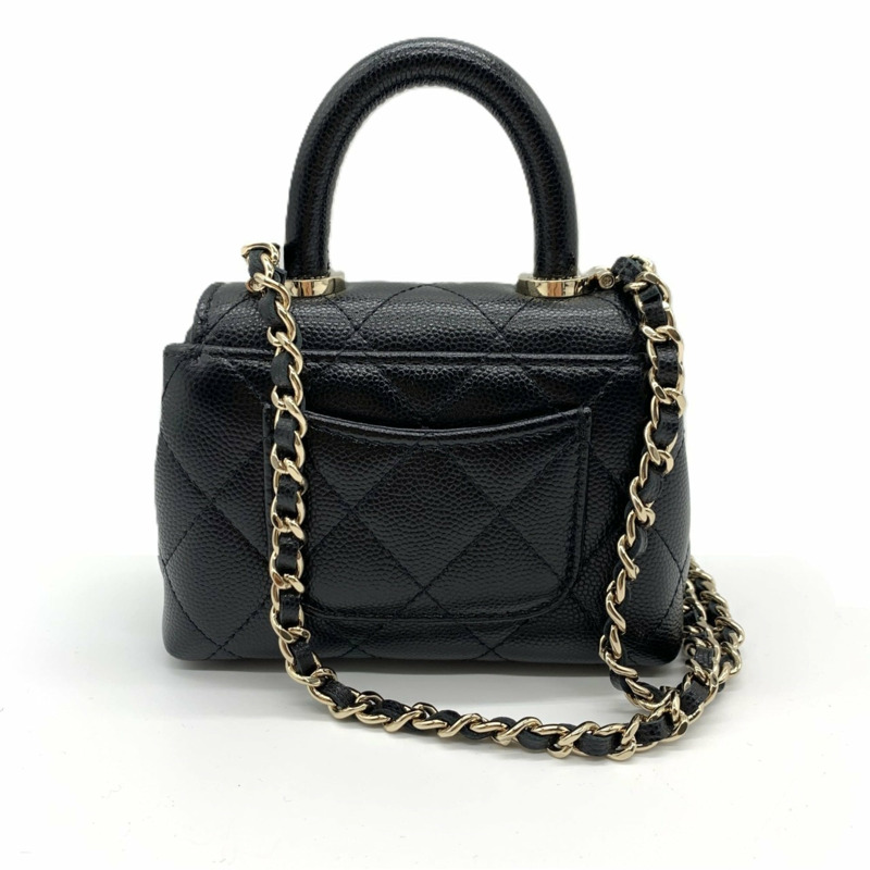 香奈兒 Matelasse Coco Handle Micro Chain Clutch Bag 黑色 AP4245-1