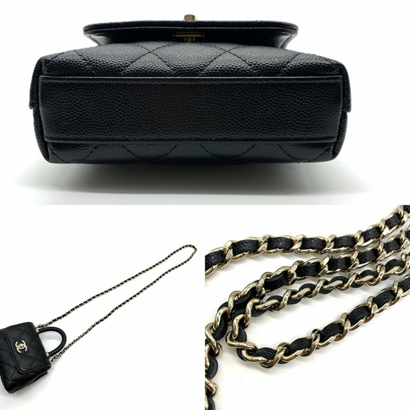 香奈兒 Matelasse Coco Handle Micro Chain Clutch Bag 黑色 AP4245-3