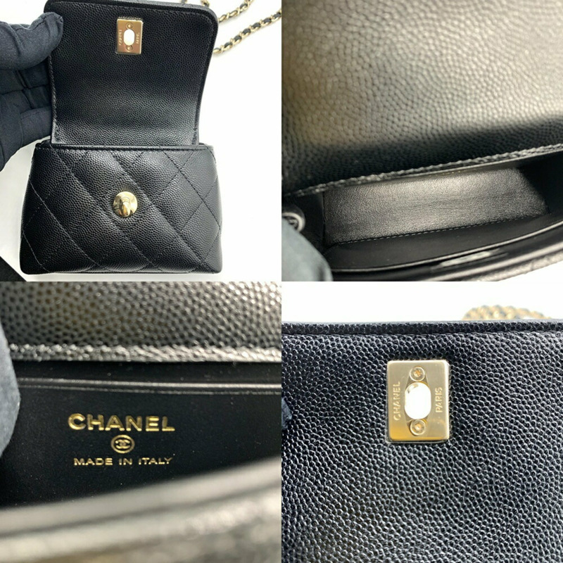 香奈兒 Matelasse Coco Handle Micro Chain Clutch Bag 黑色 AP4245-5
