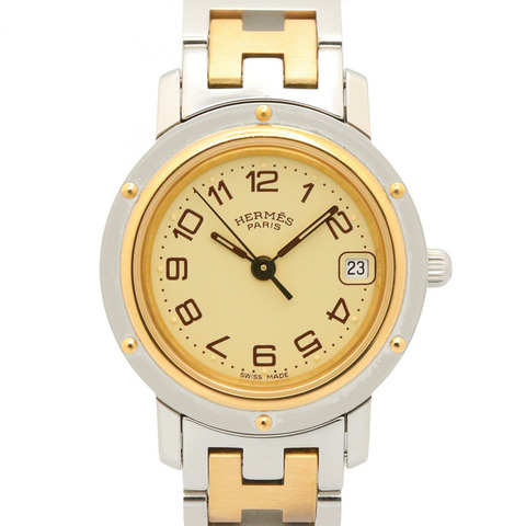 米白色錶盤 鍍金 不鏽鋼 Clipper 腕錶【HERMES 愛馬仕】 CL4.220