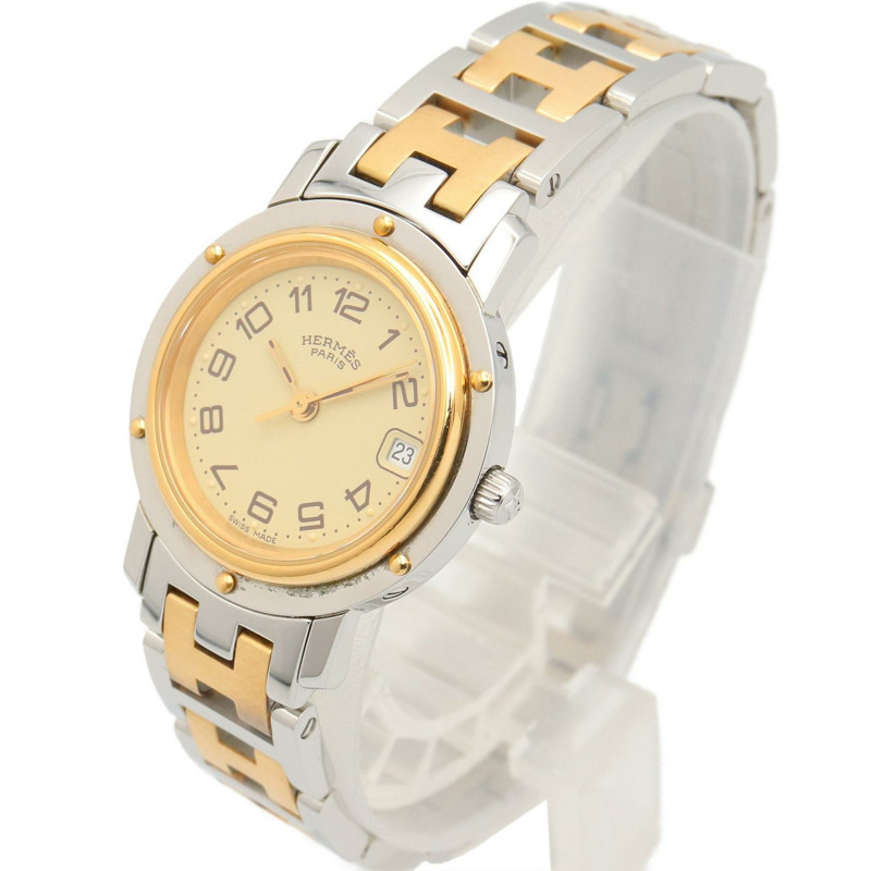 米白色錶盤 鍍金 不鏽鋼 Clipper 腕錶【HERMES 愛馬仕】 CL4.220-1