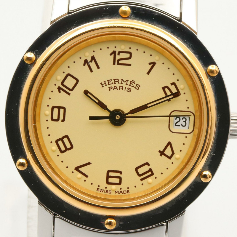 米白色錶盤 鍍金 不鏽鋼 Clipper 腕錶【HERMES 愛馬仕】 CL4.220-7