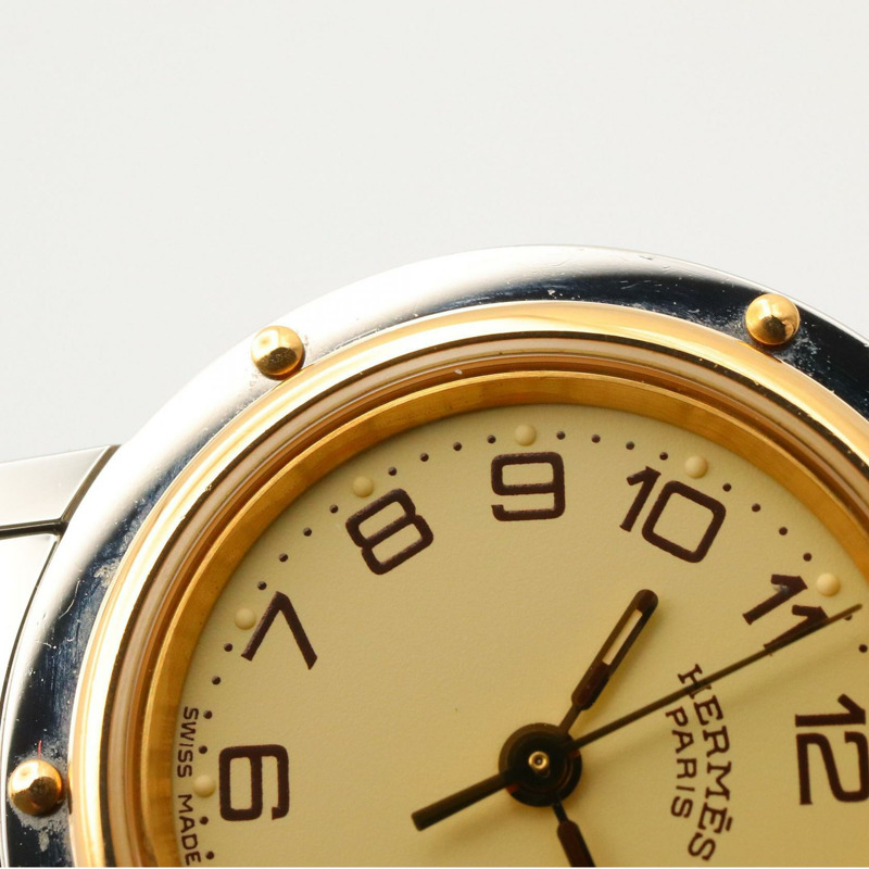 米白色錶盤 鍍金 不鏽鋼 Clipper 腕錶【HERMES 愛馬仕】 CL4.220-8